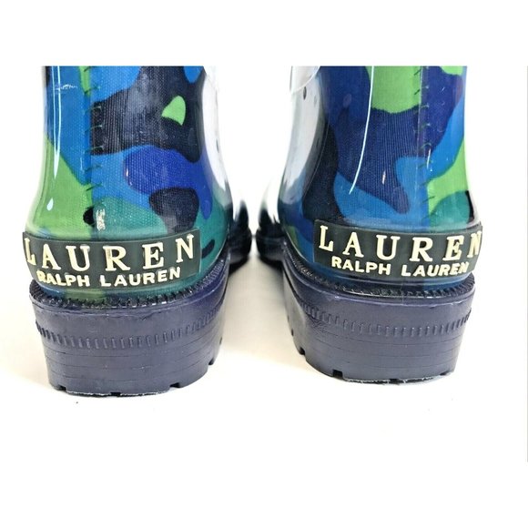 Lauren Ralph Lauren Womens Rossalyn Rain Boots Camo Blue Green Black Siz… - Picture 5 of 9